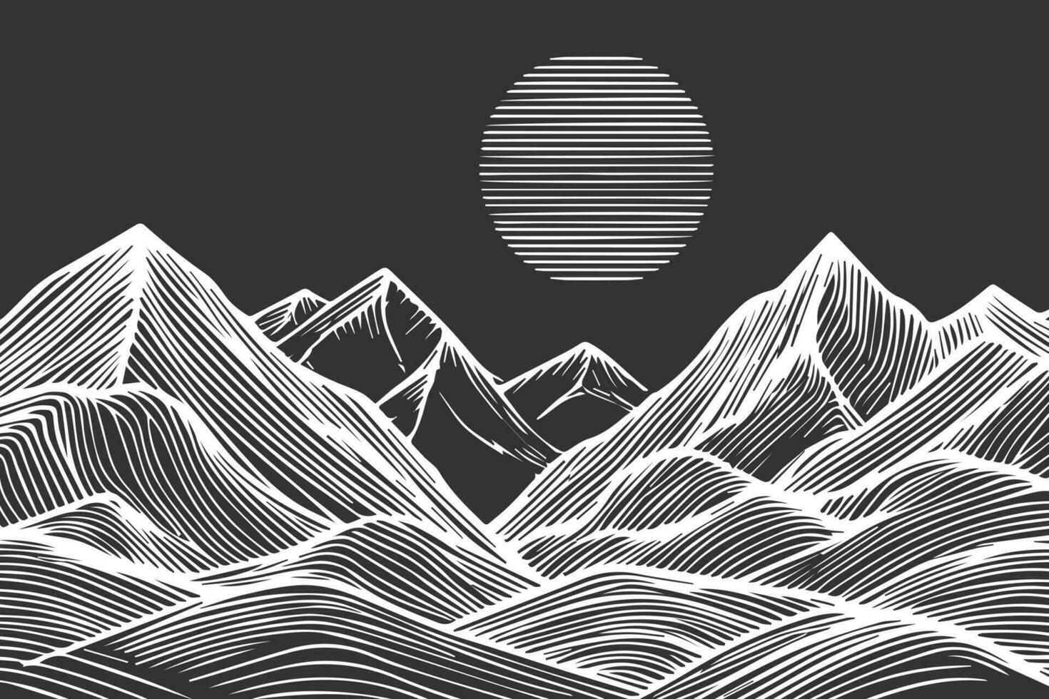 minimalista moderno linea arte Stampa. astratto montagna contemporaneo estetico sfondo paesaggio. vettore