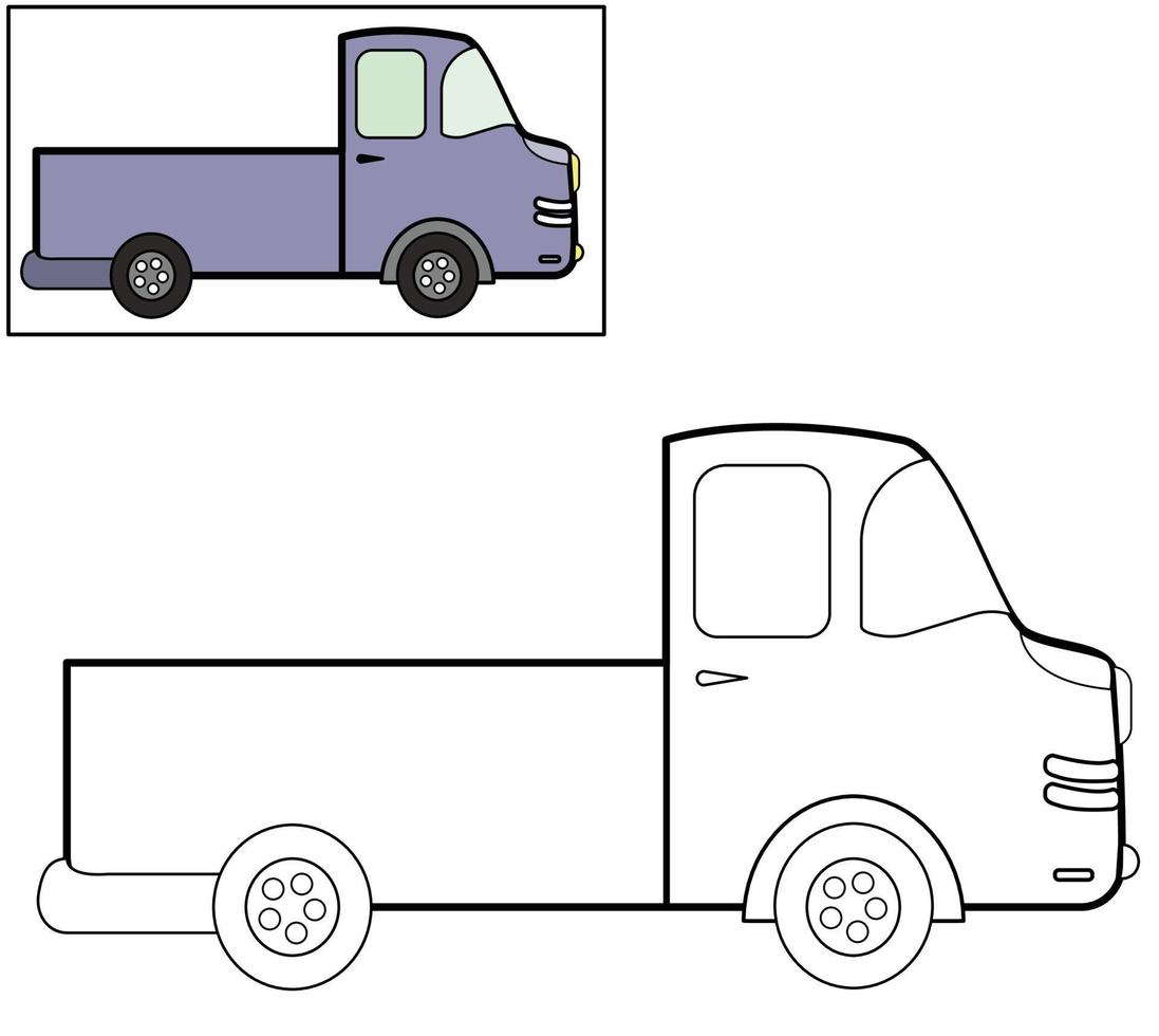 vettore di schizzo di camioncino. disegno di illustrazione da colorare per bambini, tema per bambini