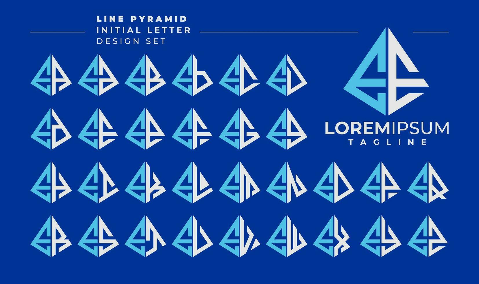 linea astratto piramide iniziale lettera e eee logo design impostato vettore