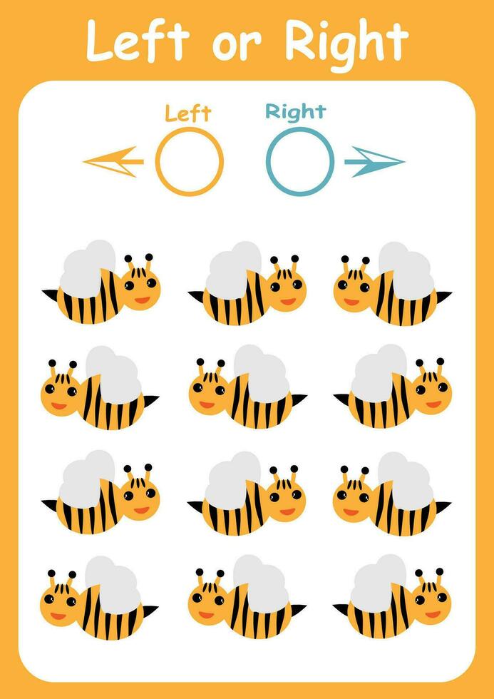 sinistra e Giusto. indicazioni per bambini. logica gioco. orientamento nel spazio. studia foglio. vettore