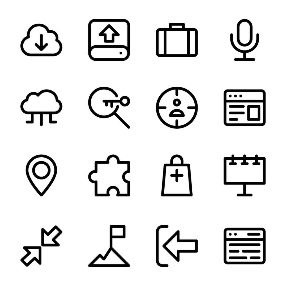 imballare di ragnatela interfaccia linea icone vettore