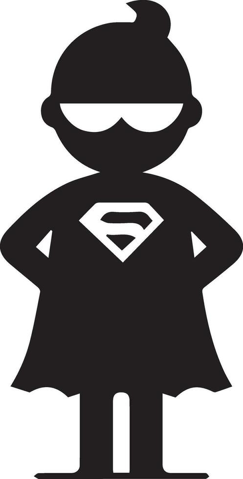 minimo divertente super eroe comico piatto personaggio vettore silhouette, nero colore silhouette, bianca sfondo 28