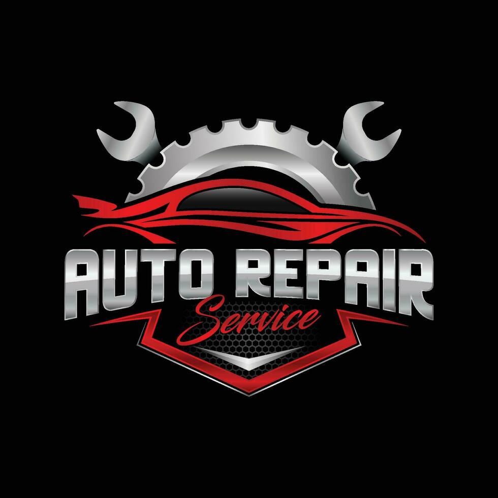 auto riparazione servizio logo, distintivo, emblema, modello. Perfetto logo per il settore automobilistico e riparazione industria. vettore