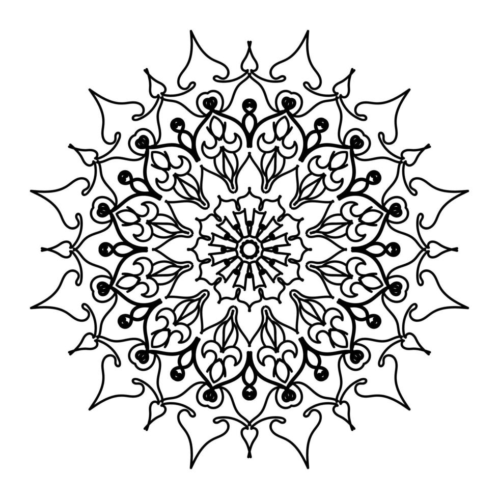 mandala per libro da colorare. ornamenti decorativi rotondi. elementi decorativi d'epoca. modello orientale, illustrazione vettoriale. mandala per henné, mehndi, tatuaggio, decorazione vettore