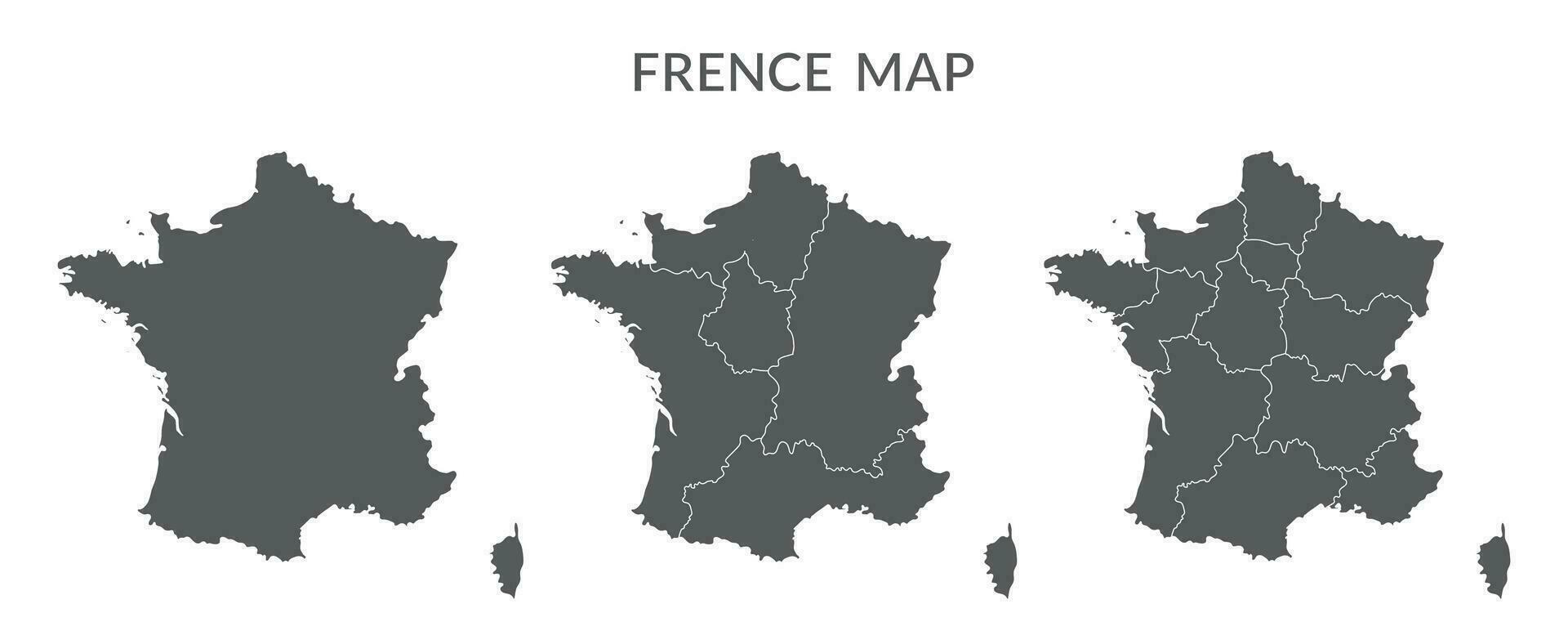 francese carta geografica impostato con grigio colore vettore
