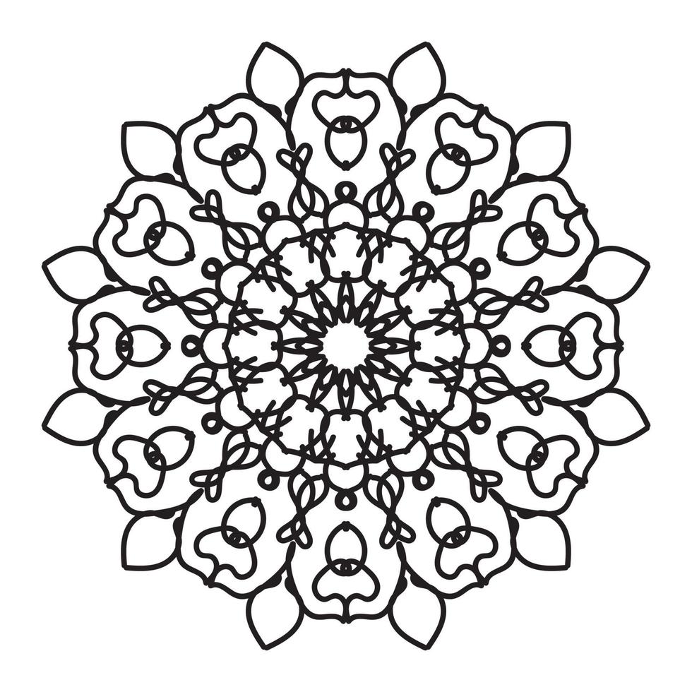 mandala per libro da colorare. ornamenti decorativi rotondi. elementi decorativi d'epoca. modello orientale, illustrazione vettoriale. mandala per henné, mehndi, tatuaggio, decorazione vettore