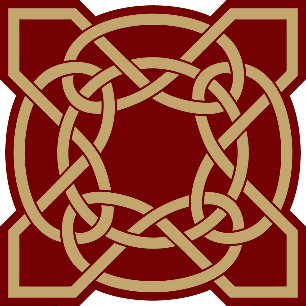 vettore oro e rosso celtico nodo. ornamento di antico europeo popoli. il cartello e simbolo di il irlandesi, scozzesi, Britannici, franchi