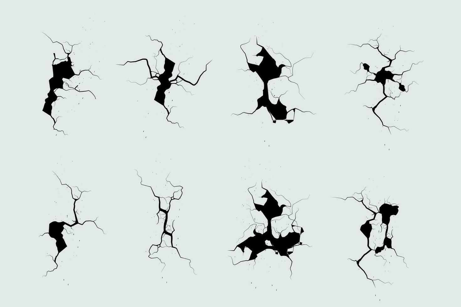 impostato astratto rotto superficie crepa elemento design vettore