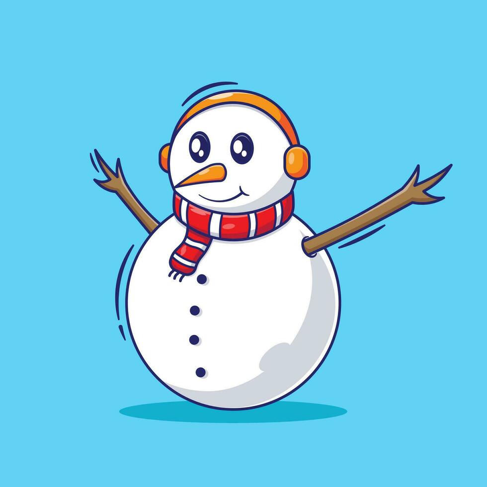 carino pupazzo di neve cartone animato design modello personaggio illustrazione. piatto design vettore per inverno celebrare