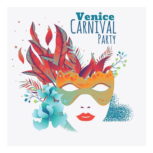 Concetto festivo con maschera per Carnevale felice vettore