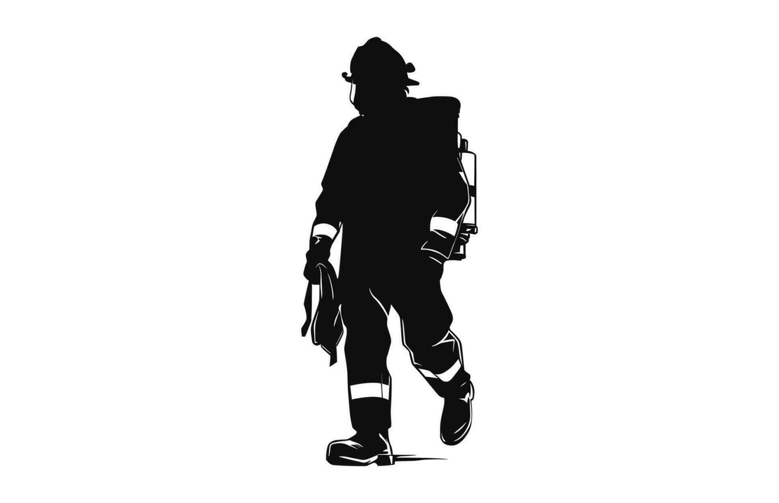 un' pompiere nero silhouette vettore gratuito