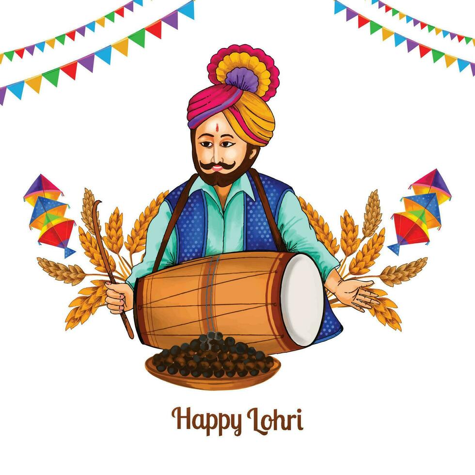 contento lohri vacanza Festival di Punjab carta design vettore