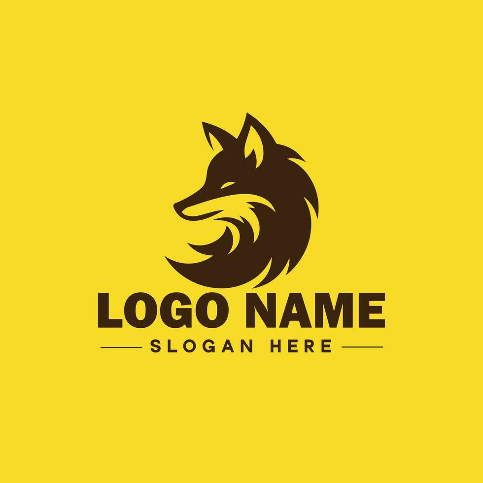 Volpe animale logo e icona pulito piatto moderno minimalista attività commerciale e lusso marca logo design modificabile vettore