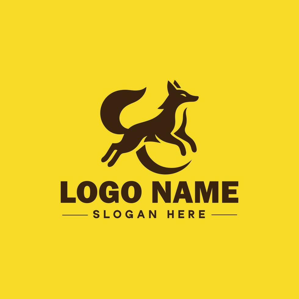 Volpe animale logo e icona pulito piatto moderno minimalista attività commerciale e lusso marca logo design modificabile vettore