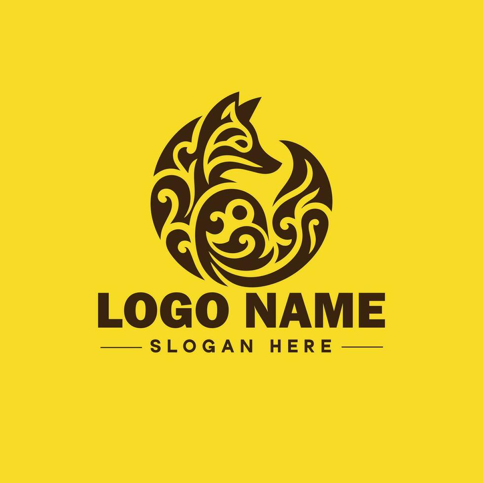 Volpe animale logo e icona pulito piatto moderno minimalista attività commerciale e lusso marca logo design modificabile vettore