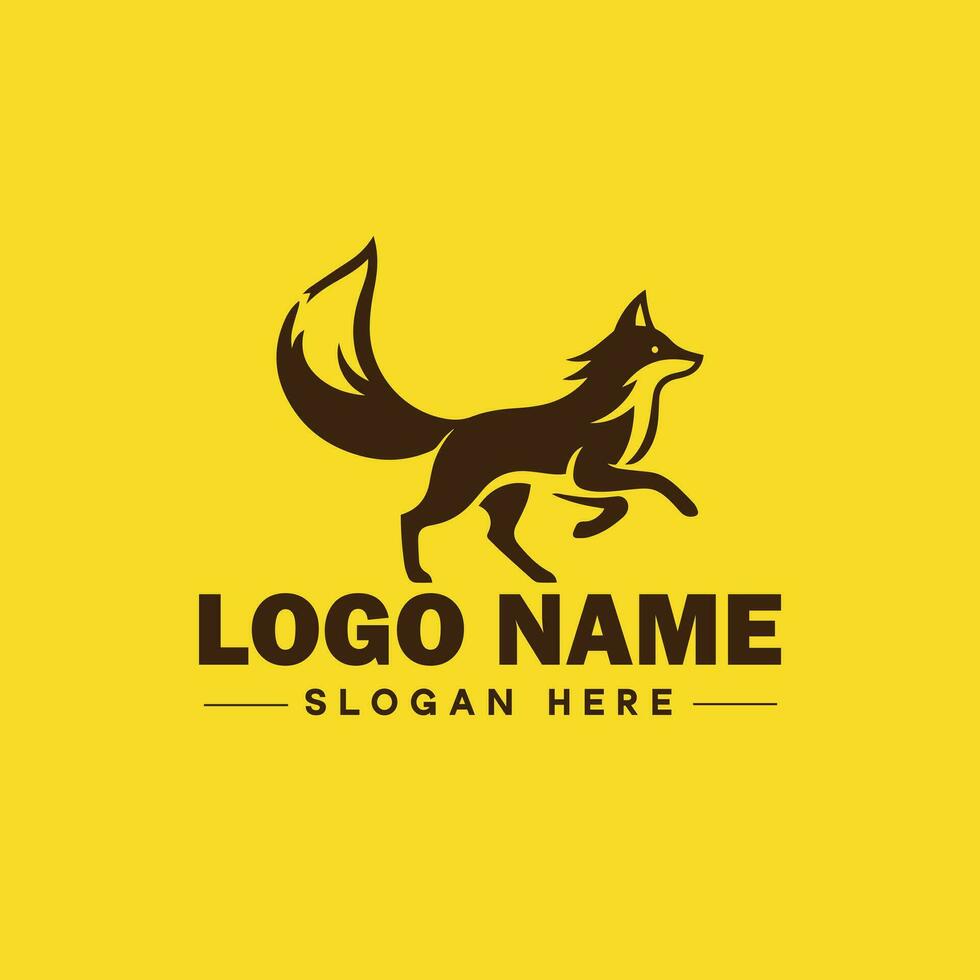 Volpe animale logo e icona pulito piatto moderno minimalista attività commerciale e lusso marca logo design modificabile vettore