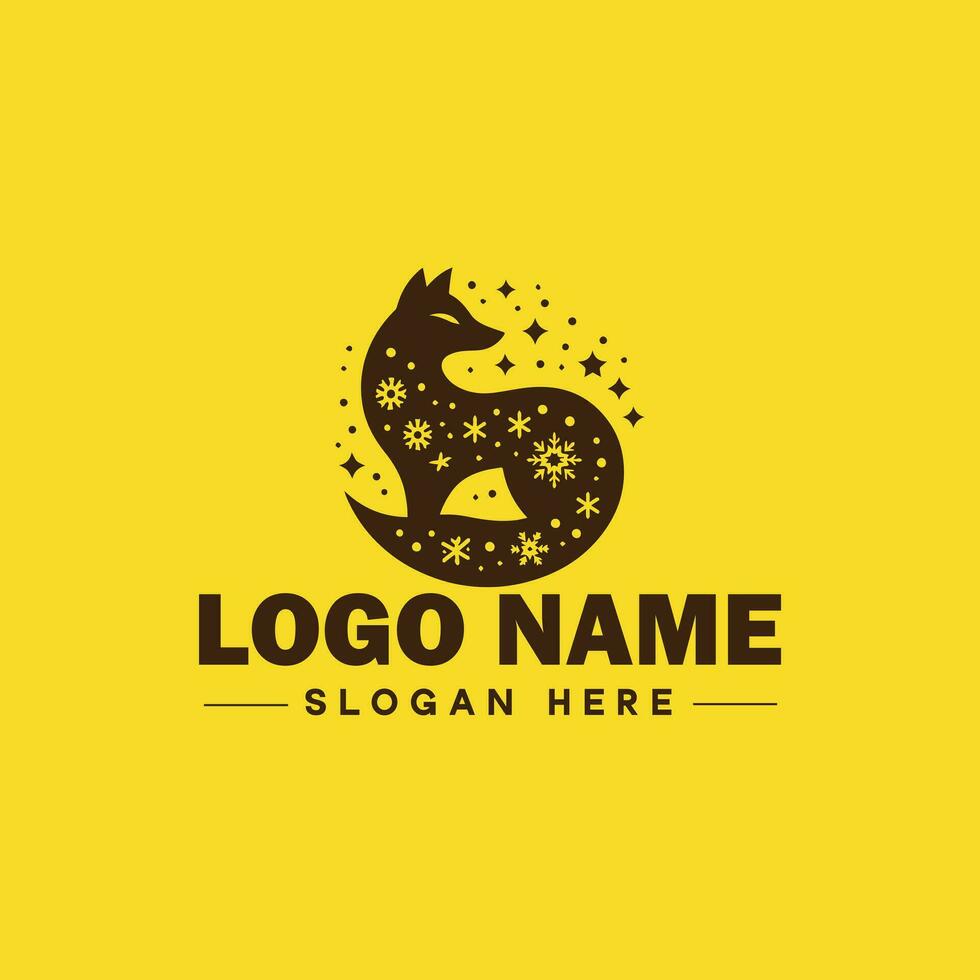 Volpe animale logo e icona pulito piatto moderno minimalista attività commerciale e lusso marca logo design modificabile vettore