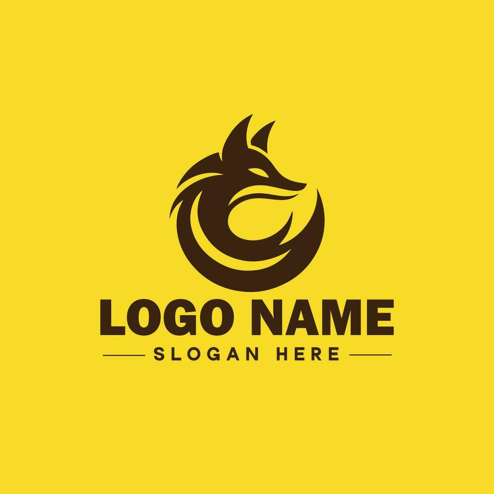 Volpe animale logo e icona pulito piatto moderno minimalista attività commerciale e lusso marca logo design modificabile vettore