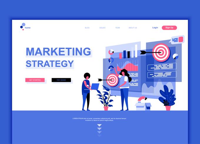 Il concetto moderno del modello di progettazione della pagina di web piano di strategia di marketing ha decorato il carattere della gente per il sito Web e lo sviluppo del sito Web mobile. Modello di pagina di destinazione semplice. Illustrazione vettoria vettore