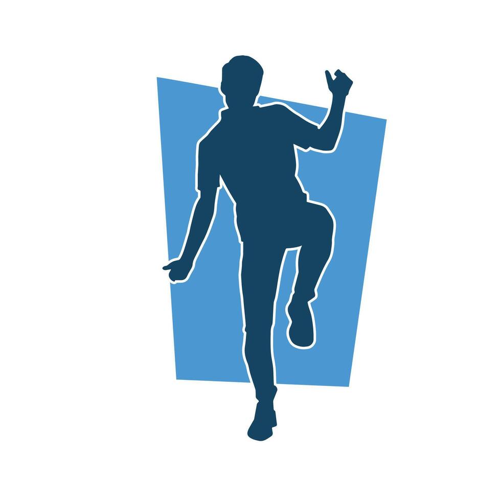silhouette di un' maschio ballerino nel azione posa. silhouette di un' sottile uomo nel danza posa. vettore