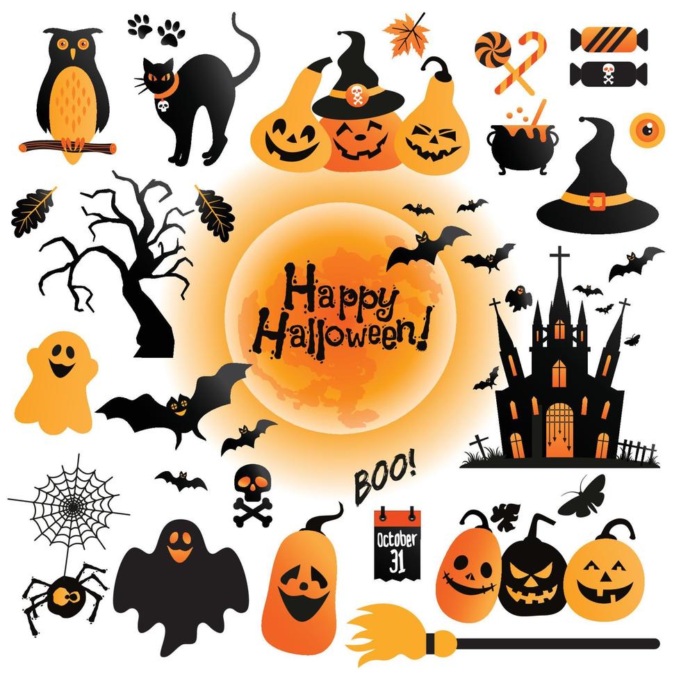 set di icone di halloween vettore