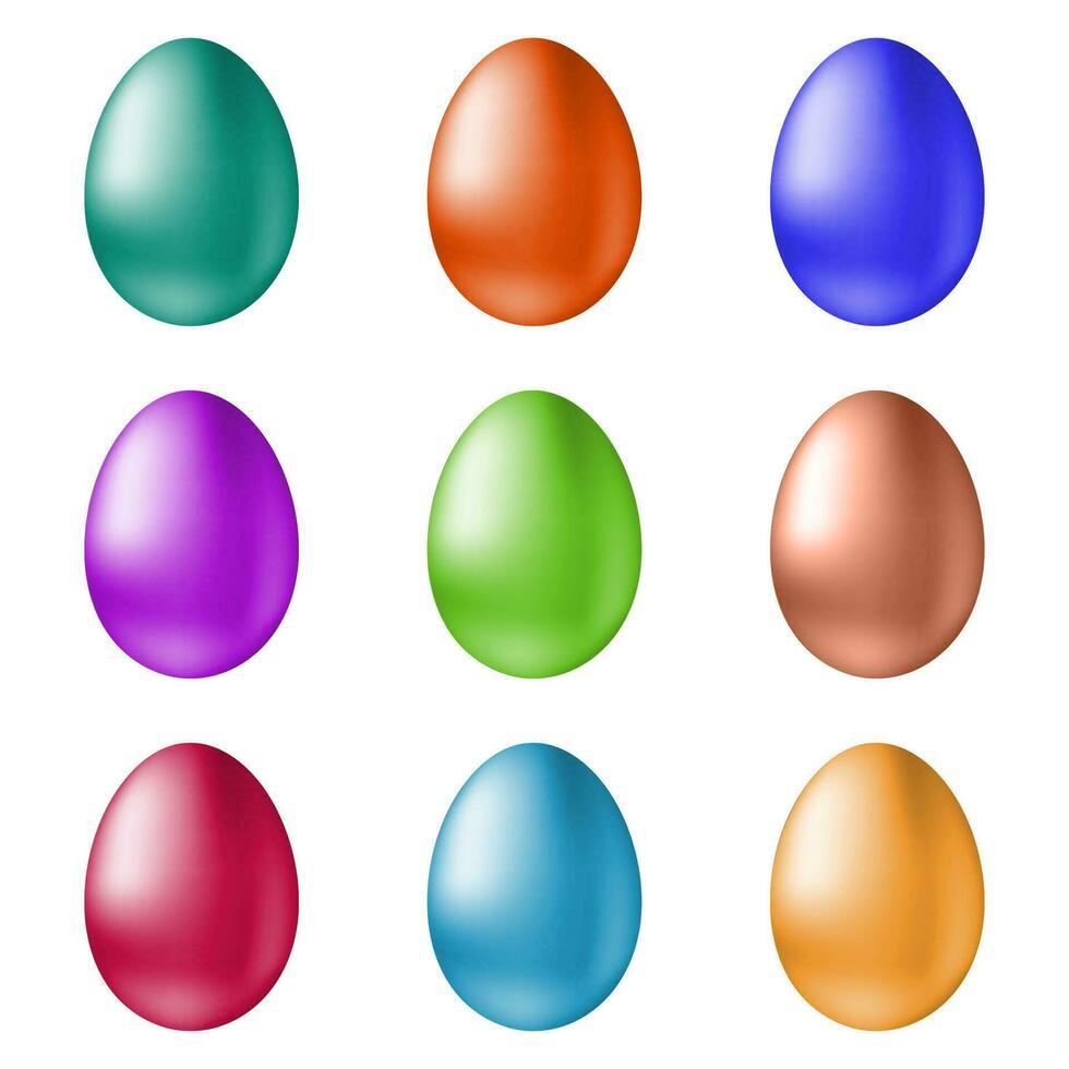 impostato di colorato Pasqua uova su un' bianca sfondo vettore