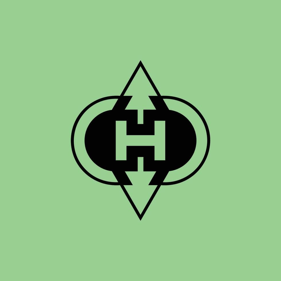 lettera h pino albero emblema logo vettore