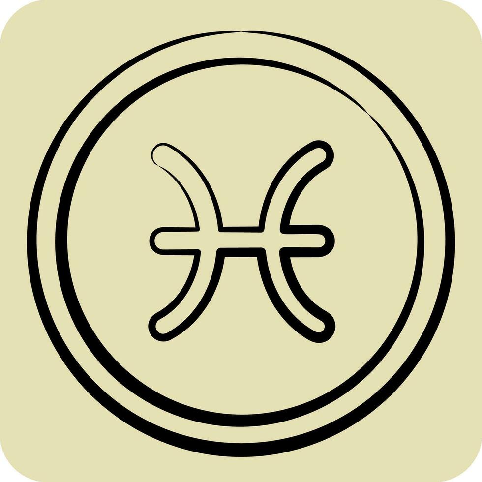 icona Pesci. relazionato per oroscopo simbolo. mano disegnato stile. semplice design modificabile. semplice illustrazione vettore