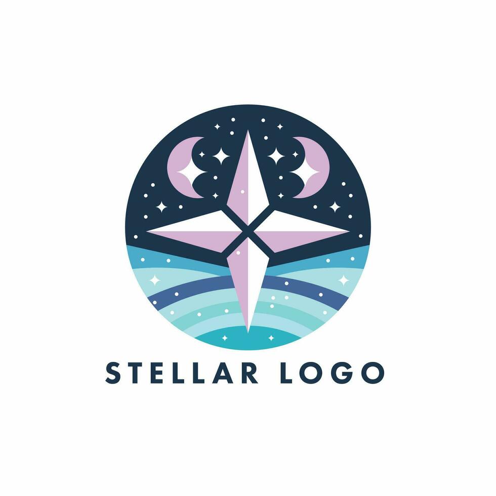 stellare astrologia stella galassia logo design vettore modello