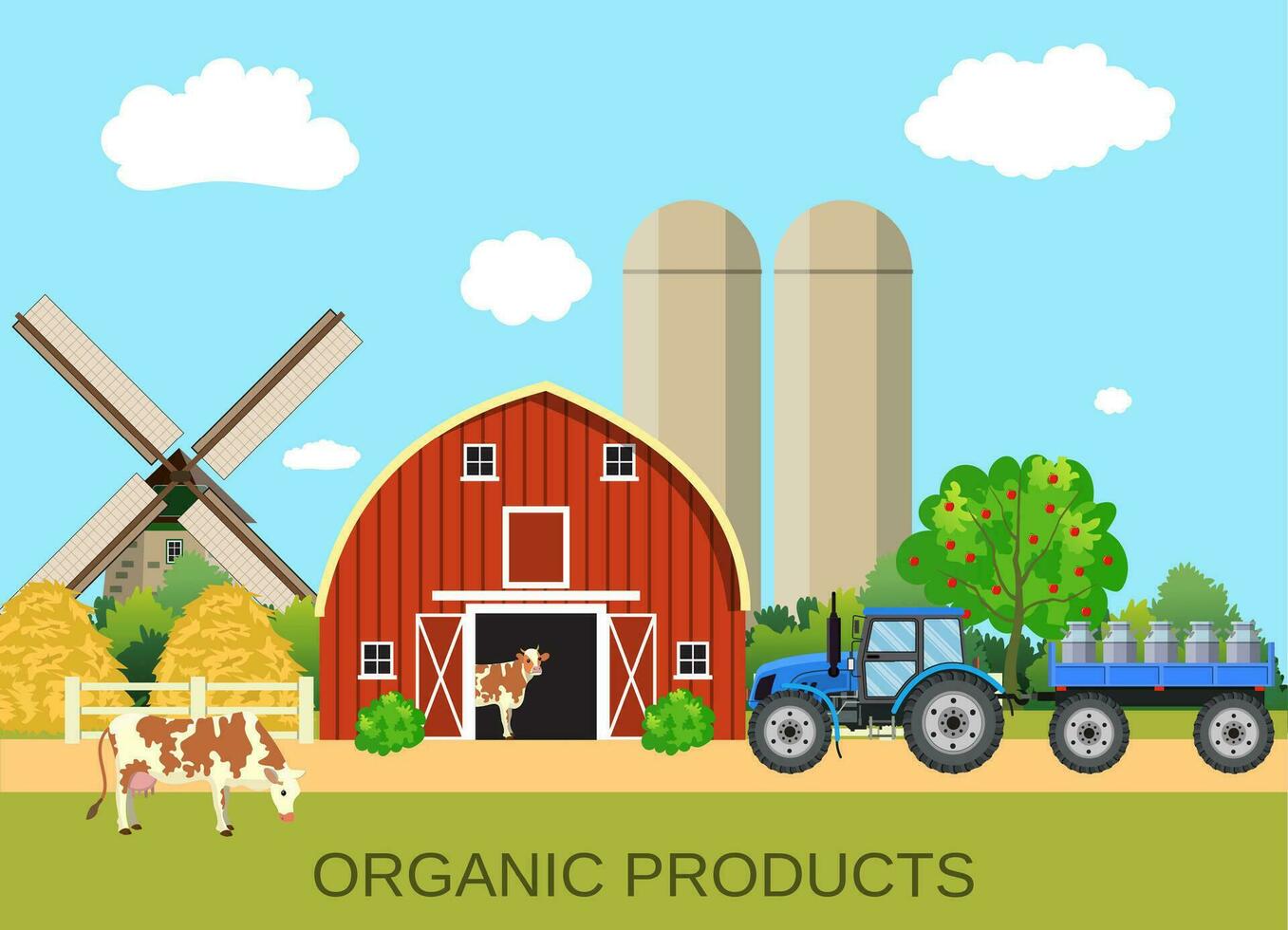 colorato latte azienda agricola vita con naturale economia vettore