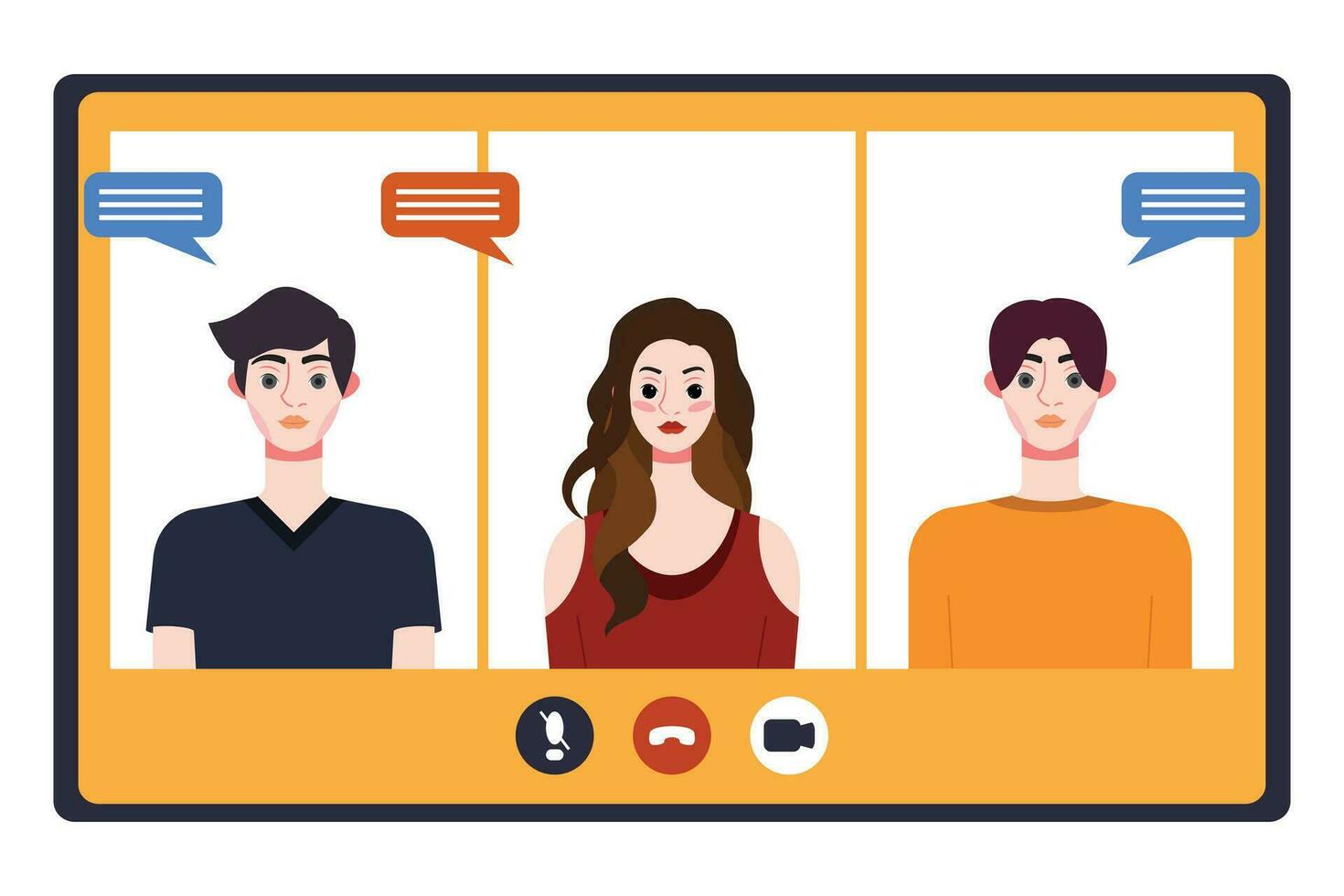 video conferenza concetto. persone avatar su computer schermo. vettore illustrazione