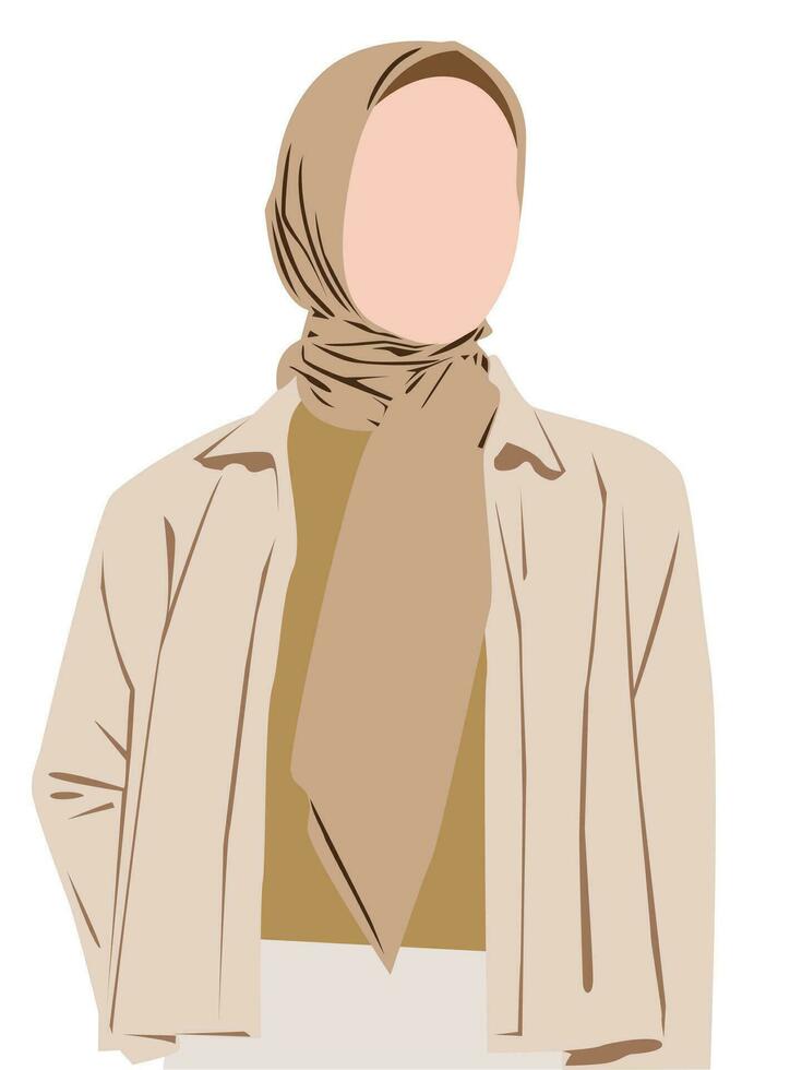 musulmano donna indossa camicetta e hijab vettore