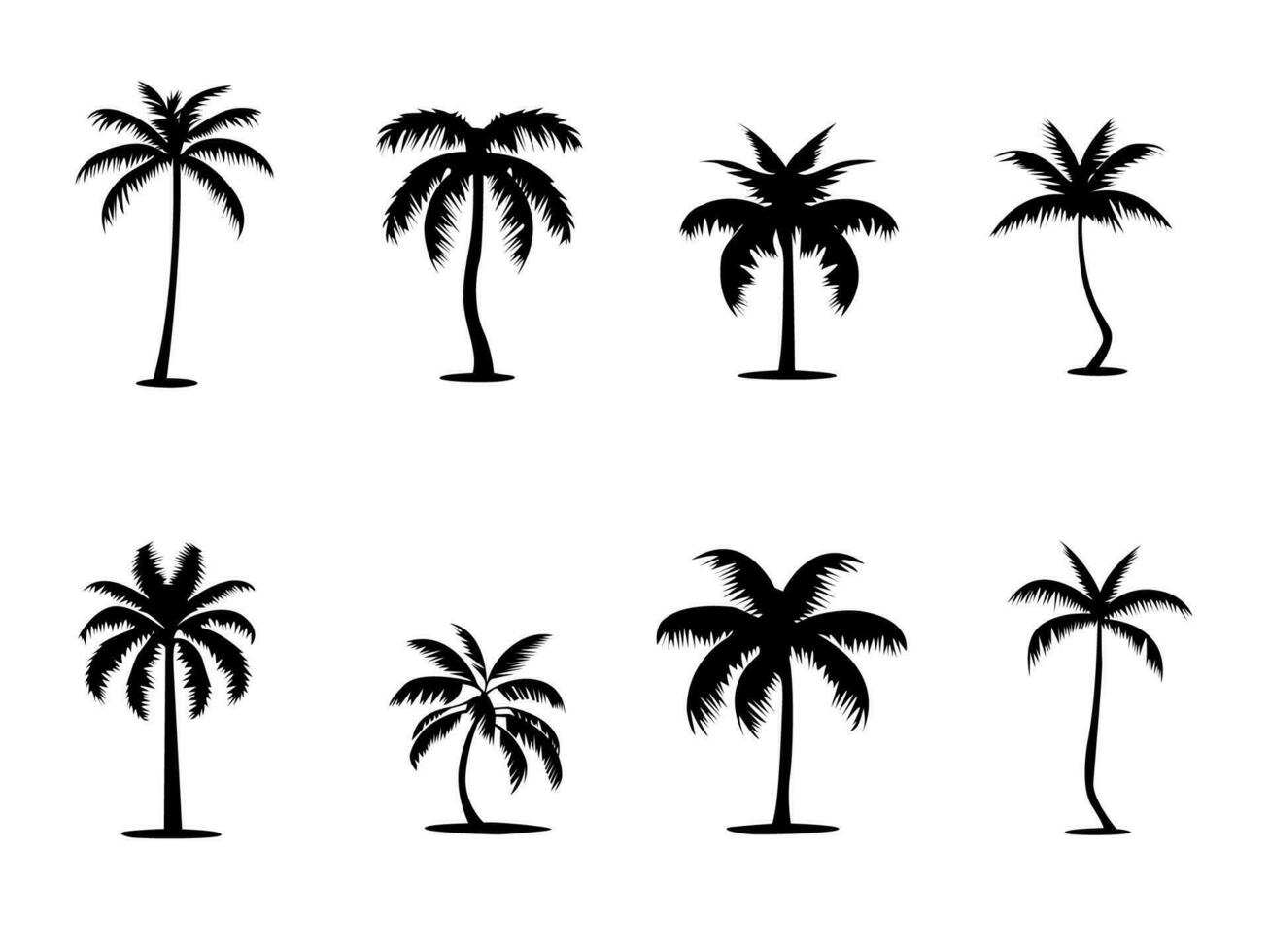 palma albero impostato silhouette illustrazione vettore