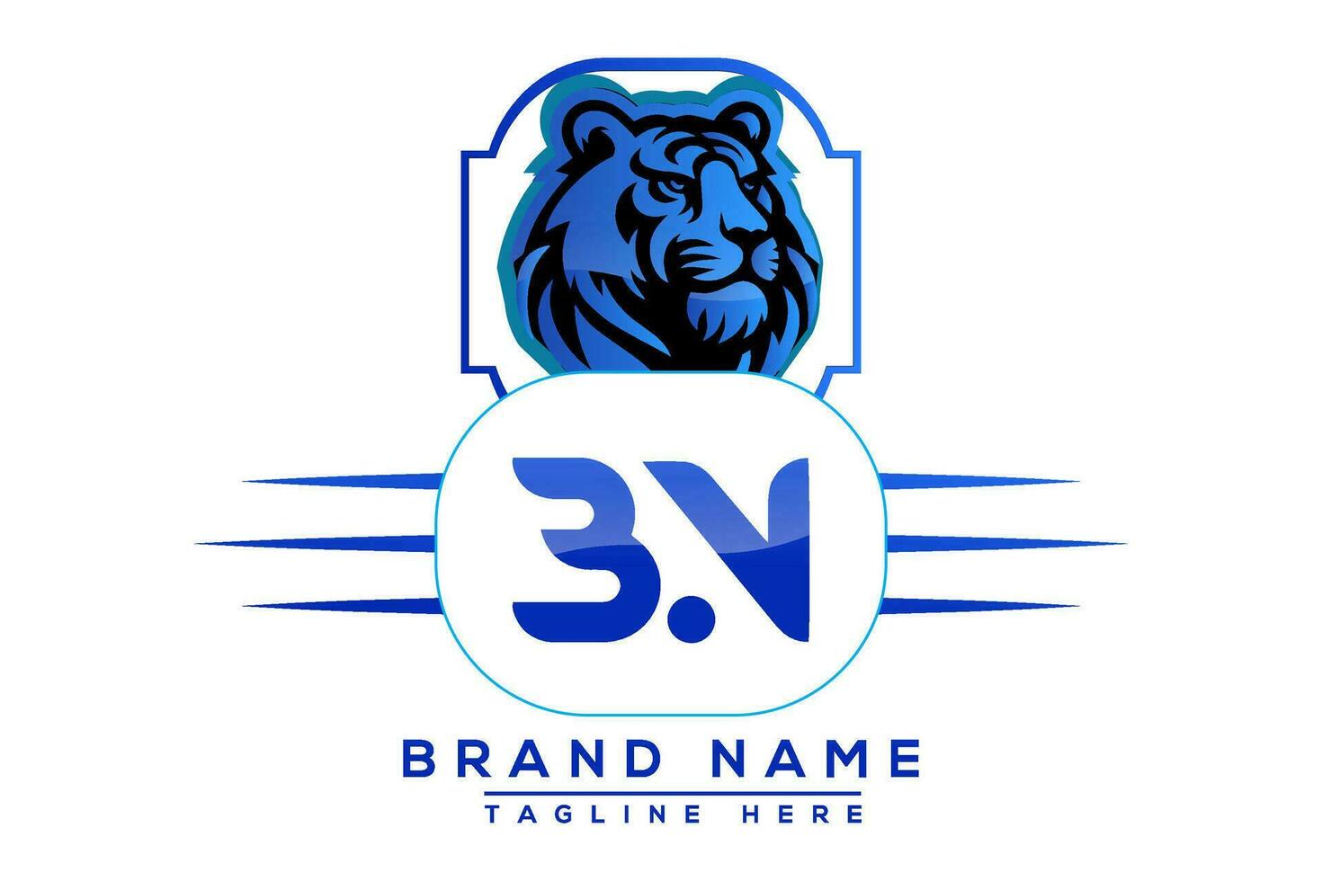 bn tigre logo blu design. vettore logo design per attività commerciale.