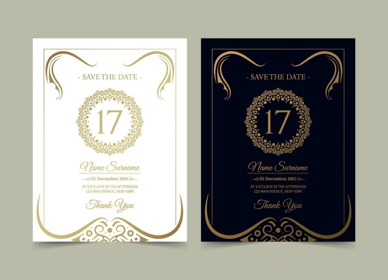 invito di compleanno elegante in stile ornamento vettore