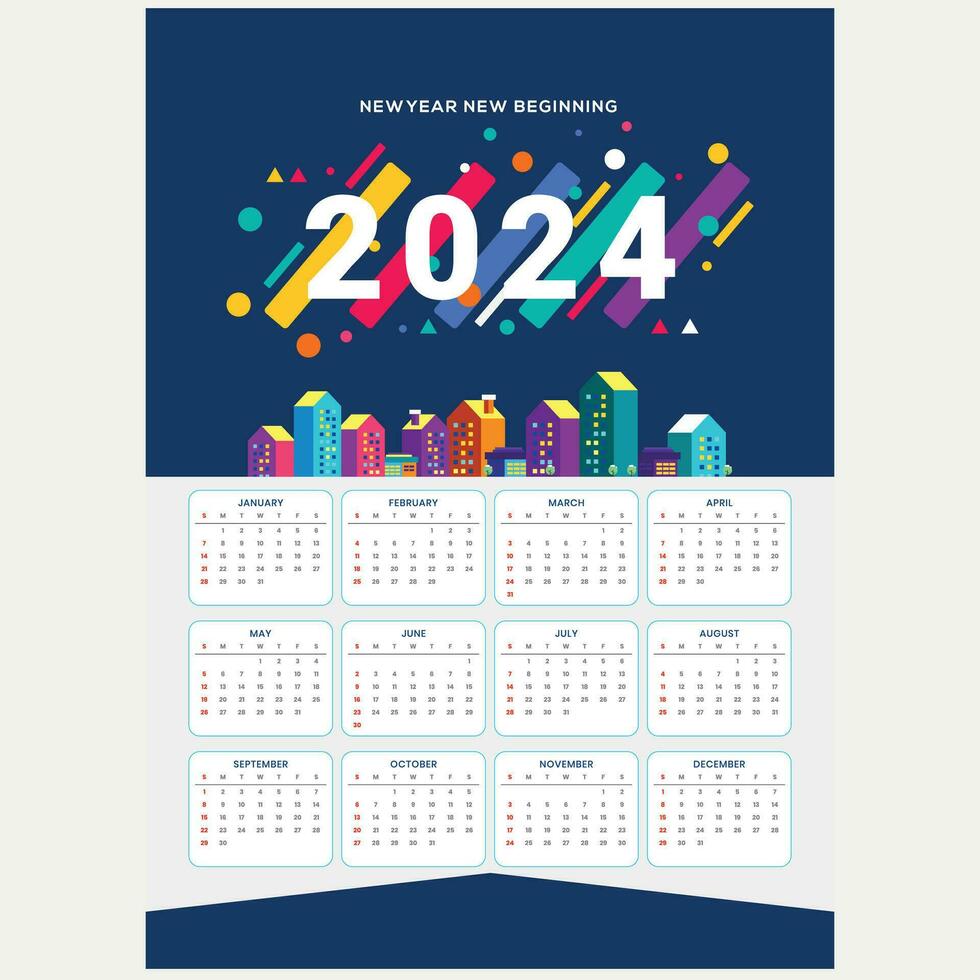 2024 annuale progettista calendario modello programma eventi o compiti vettore