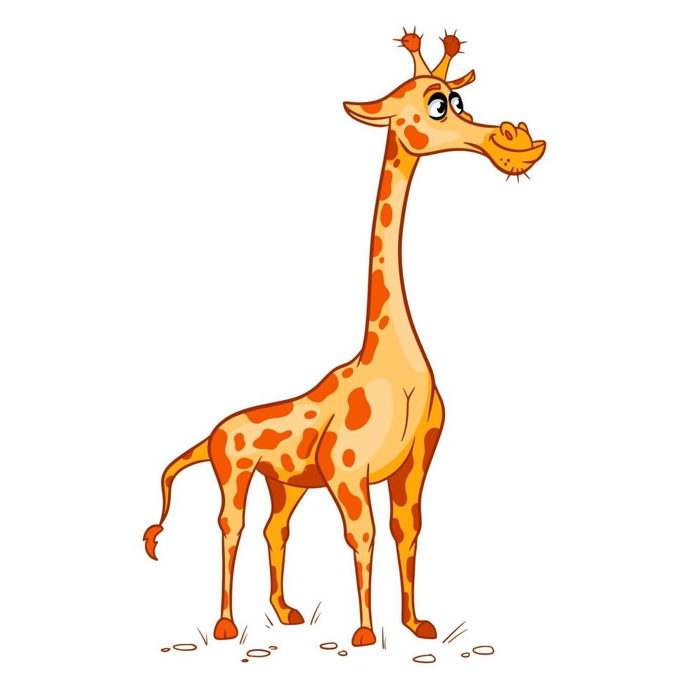 personaggio animale divertente giraffa in stile cartone animato. illustrazione per bambini. vettore
