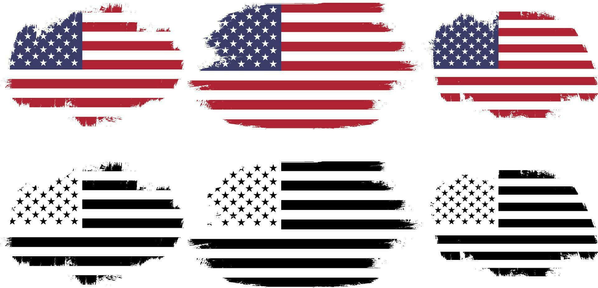 impostato di Stati Uniti d'America fattoria bandiera, grunge Stati Uniti d'America bandiera impostato vettore, grunge, bandiera, silhouette, indipendenza, luglio, 4 ° di luglio, 4 ° luglio, bandiera silhouette vettore