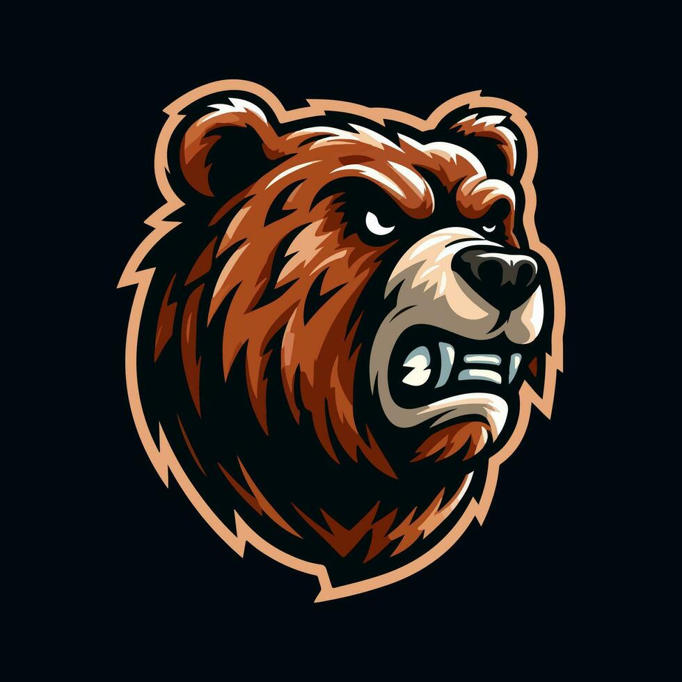 modello di logo della mascotte della testa dell'orso vettore