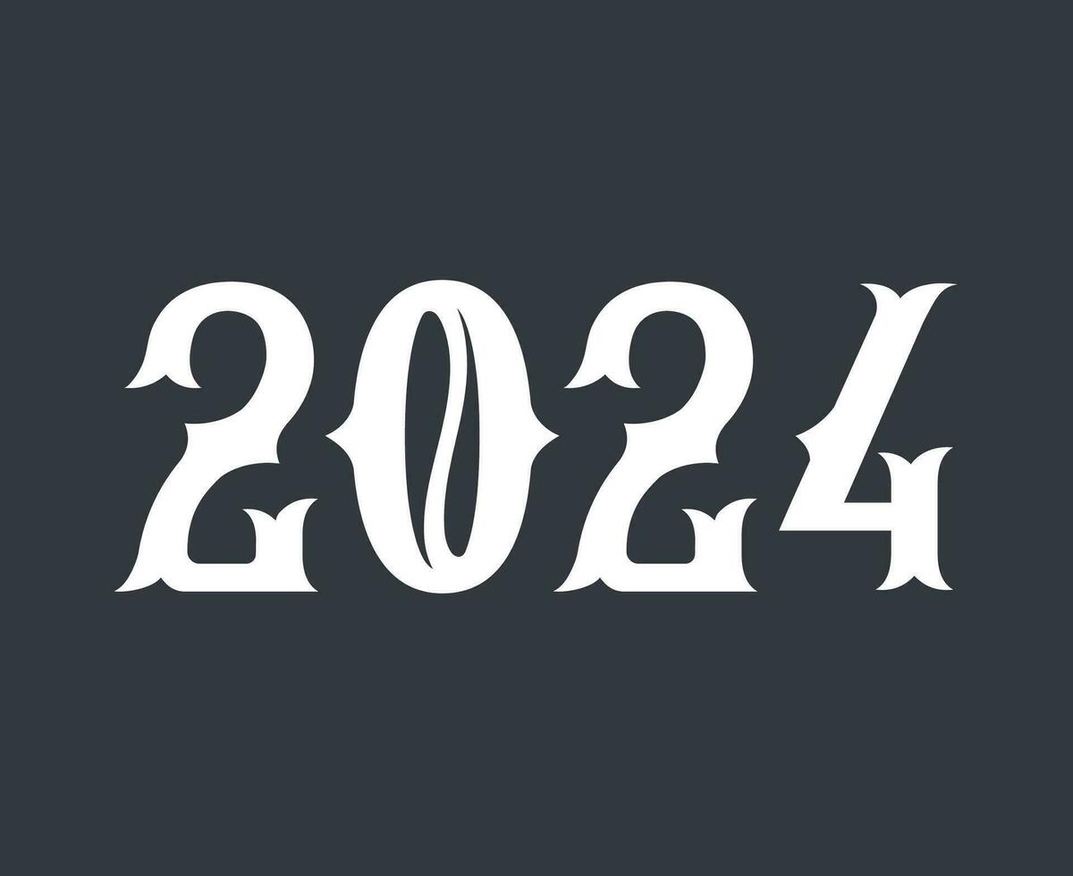 contento nuovo anno 2024 astratto bianca grafico design vettore logo simbolo illustrazione con grigio sfondo
