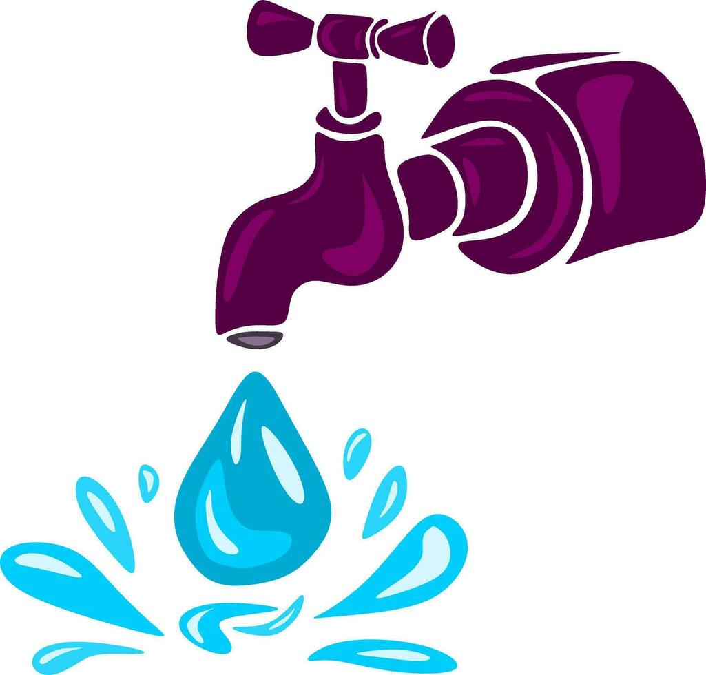 astratto cartone animato illustrazione. illustrazione di spruzzo acqua su il acqua rubinetto. astratto sfondo vettore