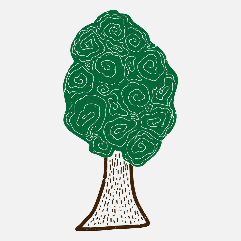 un' disegno di un' albero con verde le foglie vettore