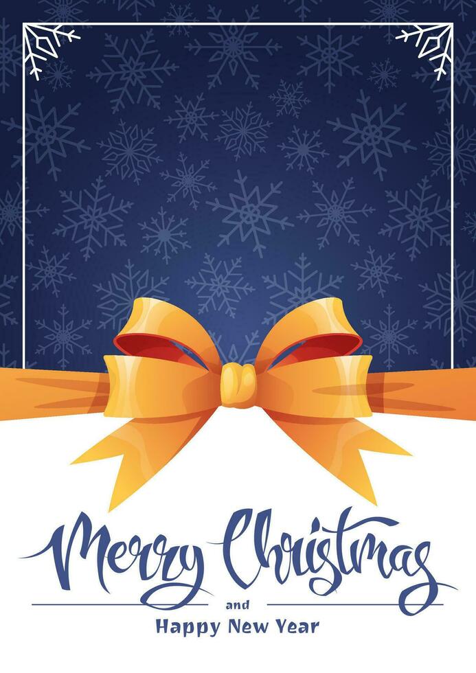 Natale carta modello design. copertina per un' vacanza menù con i fiocchi di neve e un' oro arco. allegro Natale e contento nuovo anno vettore