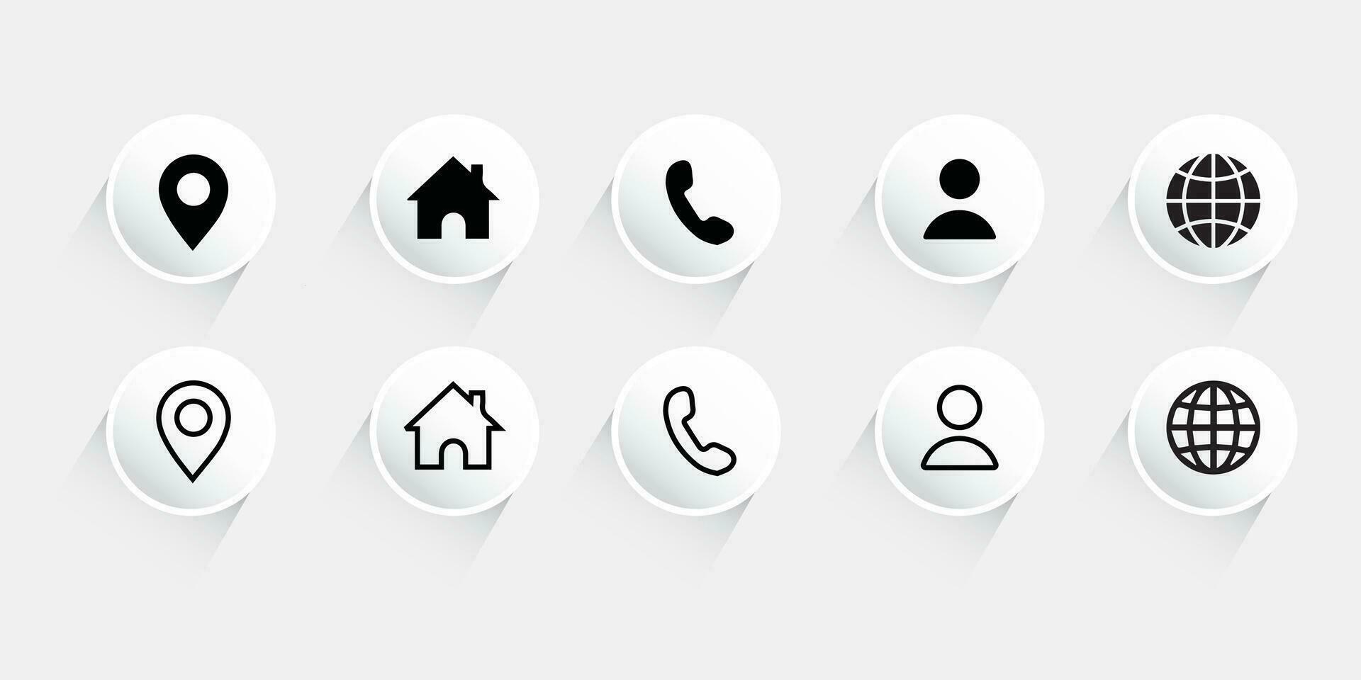 contatto noi icona set.contatto e comunicazione icone.set di comunicazione icona. vettore