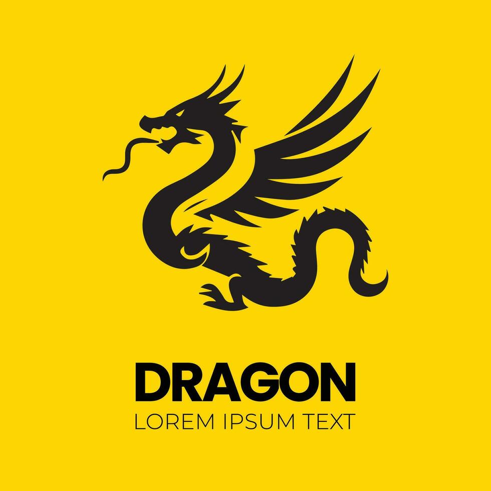Drago vettore icona illustrazione design logo modello, Drago silhouette, Drago emblema