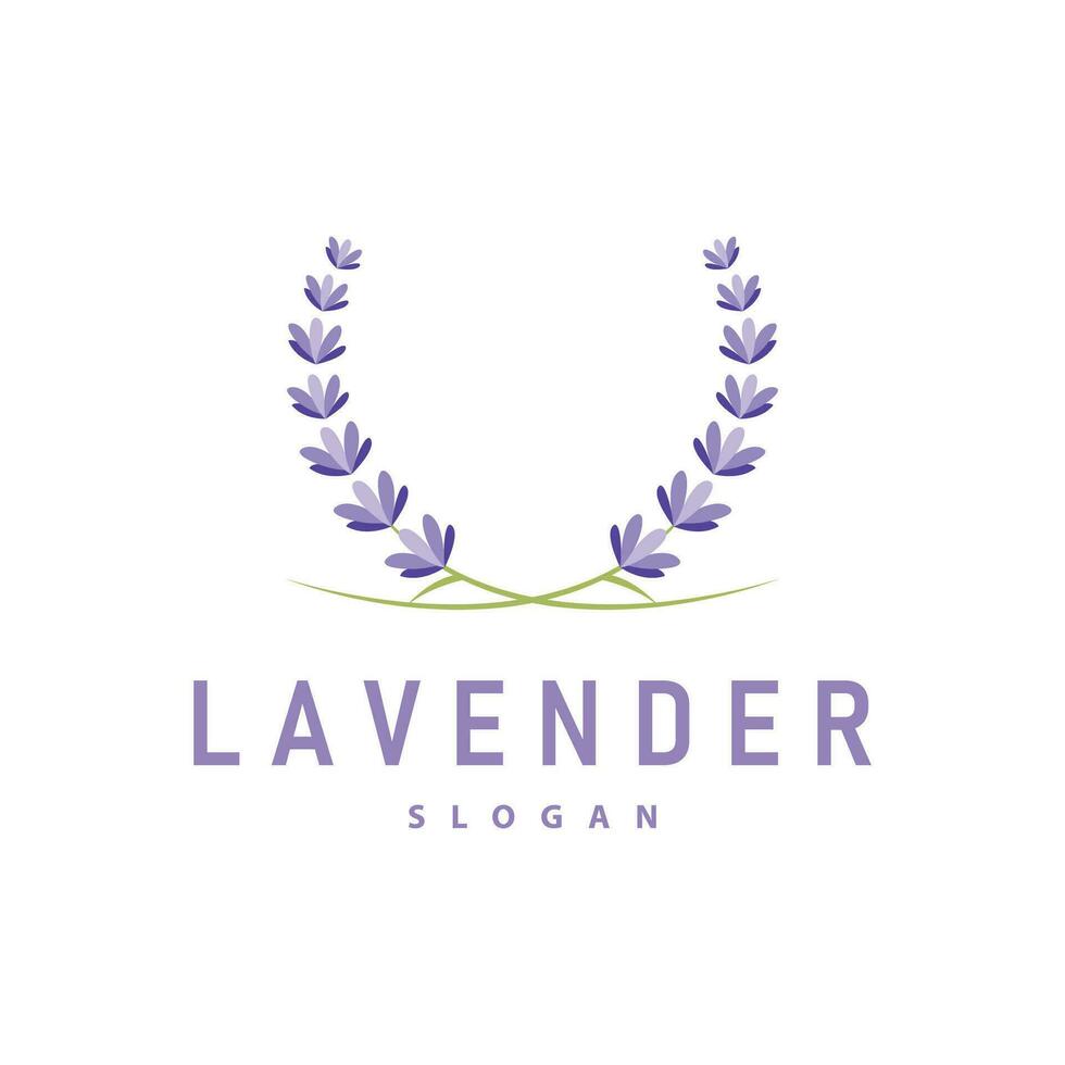 lavanda logo elegante viola fiore pianta illustrazione floreale ornamento design vettore