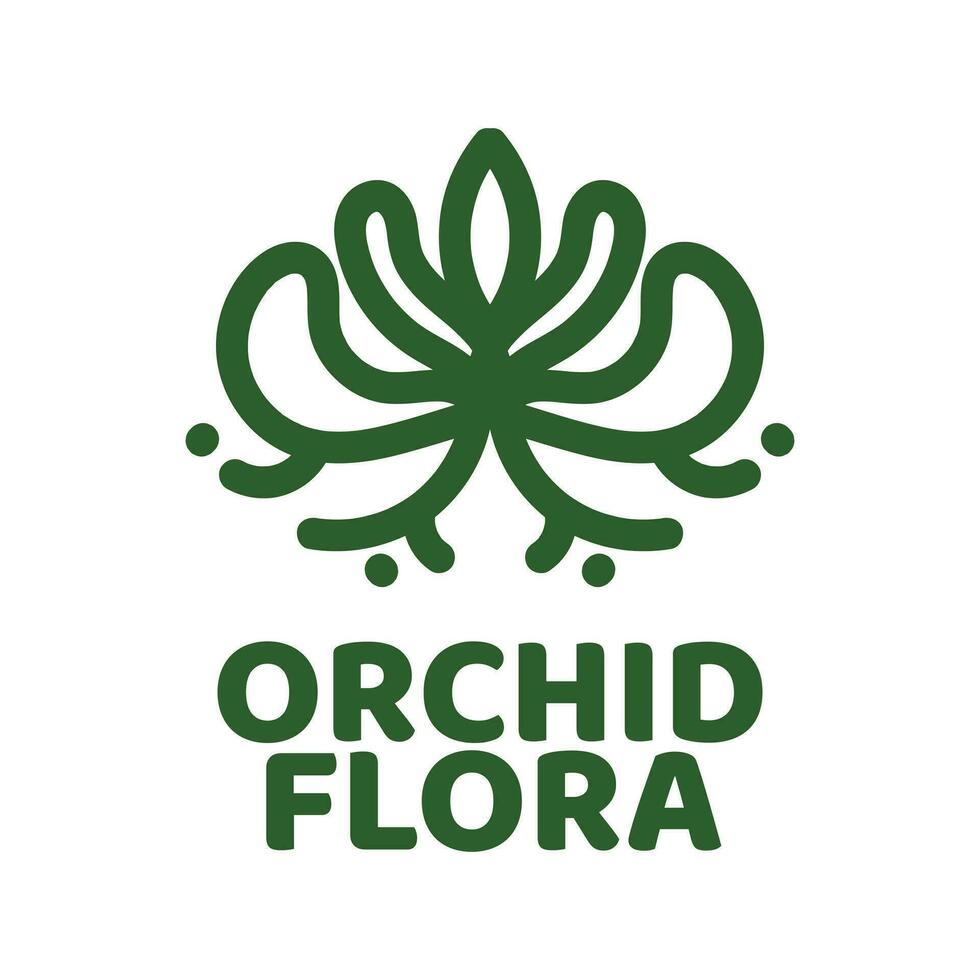 orchidea flora verde natura logo concetto design illustrazione vettore