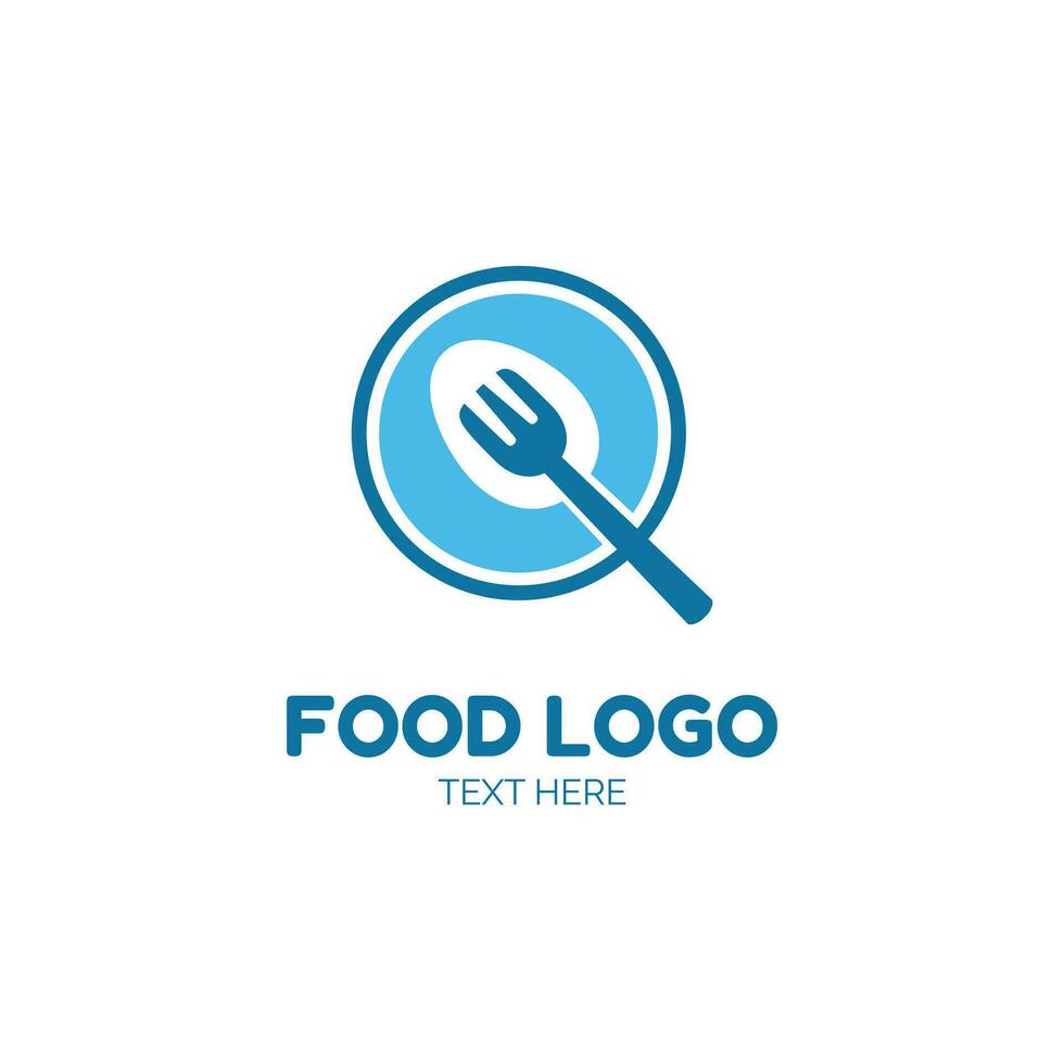 cibo cucchiaio e forchetta blu logo icona semplice concetto design vettore illustrazione