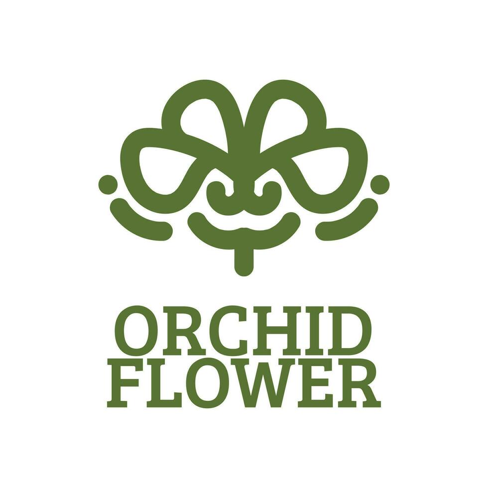 orchidea fiore verde natura logo concetto design illustrazione vettore