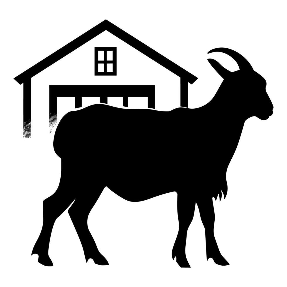 azienda agricola animali nel silhouette, terreni agricoli silhouette paesaggio vettore illustrazione.